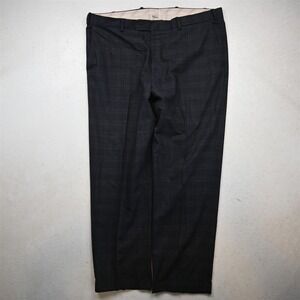 Samuelsohn 38x30 Gray Check Wool Flat Front Straight Cuffed Dress Mens Pants
